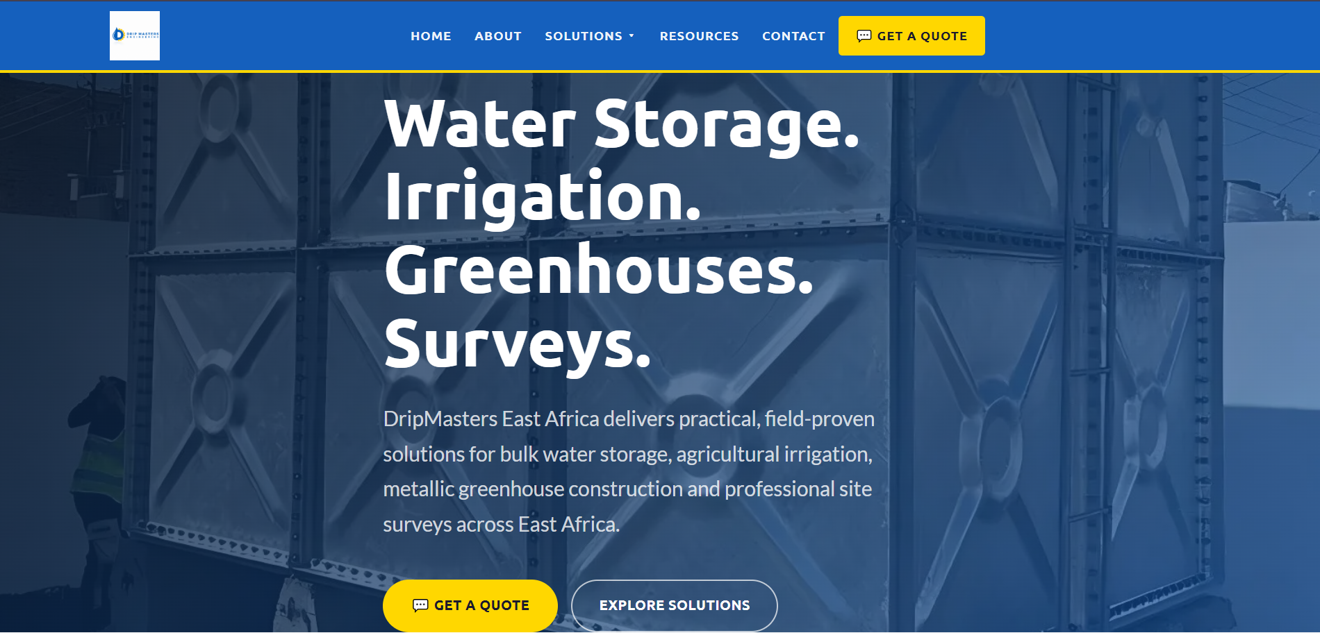 DripMasters East Africa website homepage