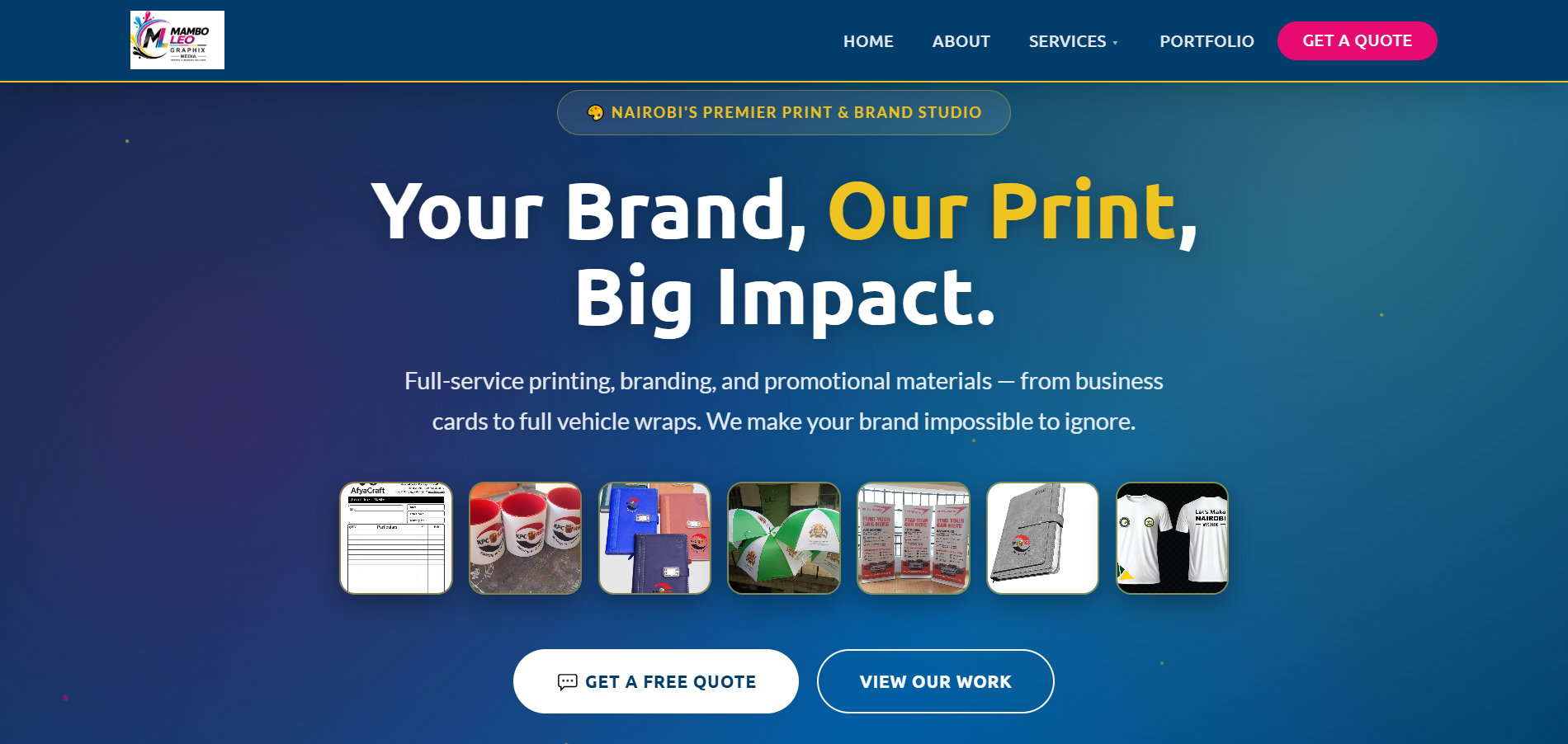Mambo Leo Graphics Media website homepage