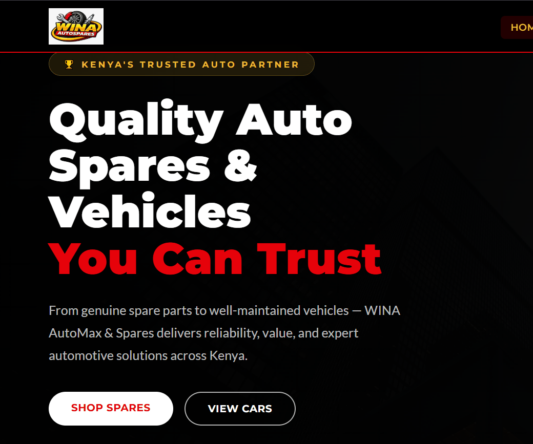 WINA AutoMax & Spares website homepage