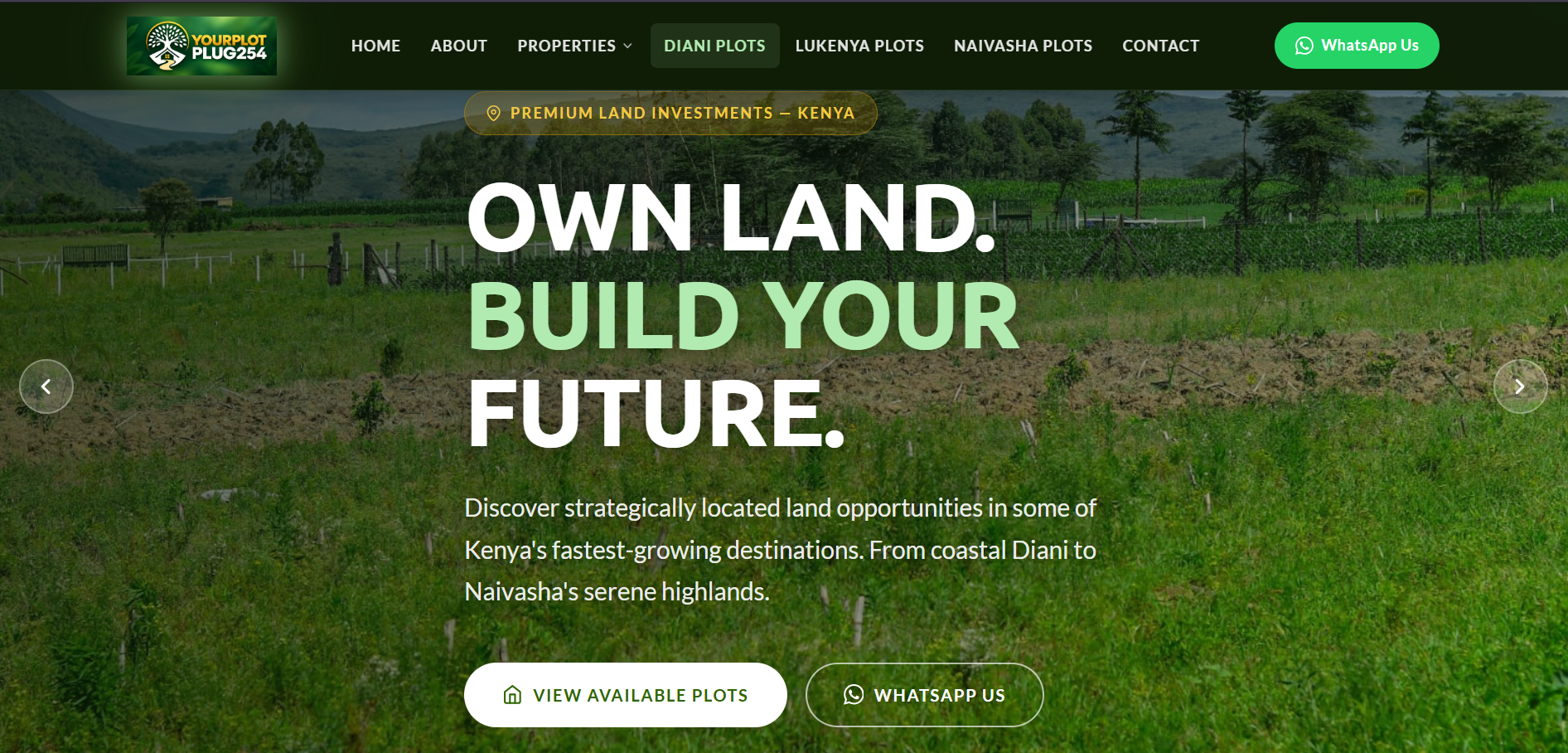 Your Plot Plug 254 website homepage