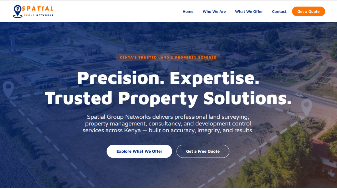 Spatial Group Networks website homepage built by Website Worker